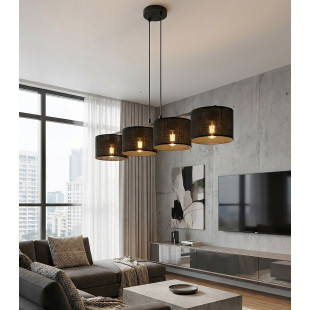 Lampa wisząca Emibig - 4 czarne klosze, 96cm - Sklep z meblami
