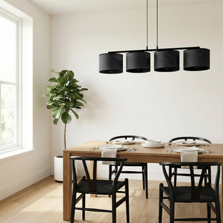 Lampa wisząca Emibig - 4 czarne klosze, 96cm - Sklep z meblami
