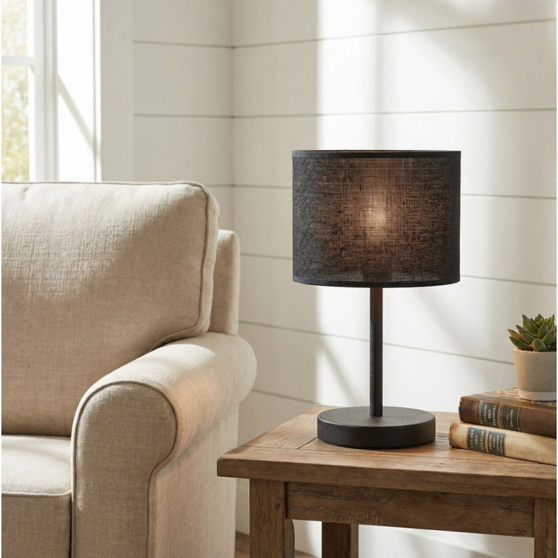 Lampa stołowa Emibig Eco | Czarny abażur, styl uniwersalny