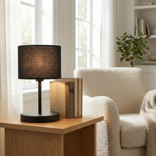 Lampa stołowa Emibig Eco | Czarny abażur, styl uniwersalny