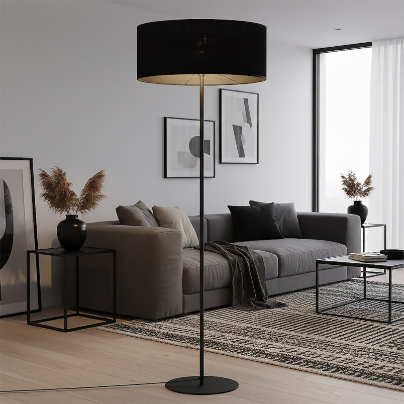 Lampa podłogowa Emibig Eco | Czarny klosz | 143cm