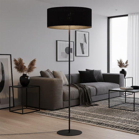 Lampa podłogowa Emibig Eco | Czarny klosz | 143cm