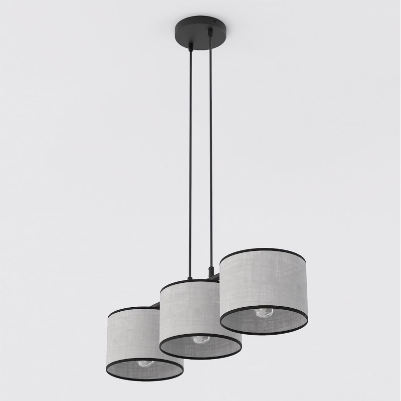 Lampa wisząca Emibig - 3 szare klosze, 70cm | Sklep z oświetleniem