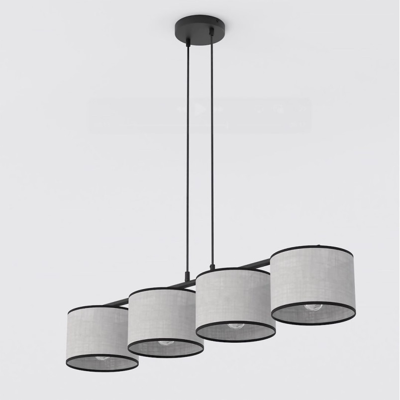 Lampa wisząca Emibig | 4 szare klosze, 96cm | Sklep mebli