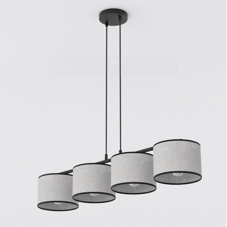 Lampa wisząca Emibig | 4 szare klosze, 96cm | Sklep mebli