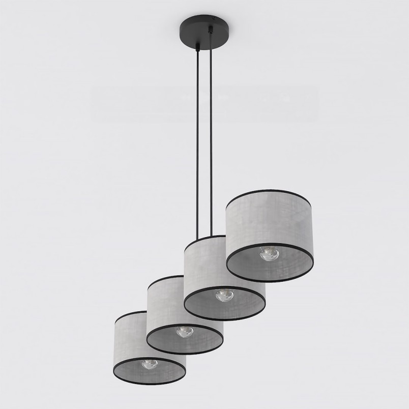 Lampa wisząca Emibig | 4 szare klosze, 96cm | Sklep mebli