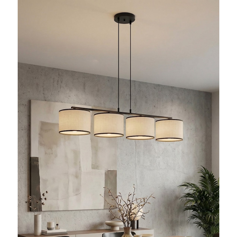 Lampa wisząca Emibig | 4 szare klosze, 96cm | Sklep mebli