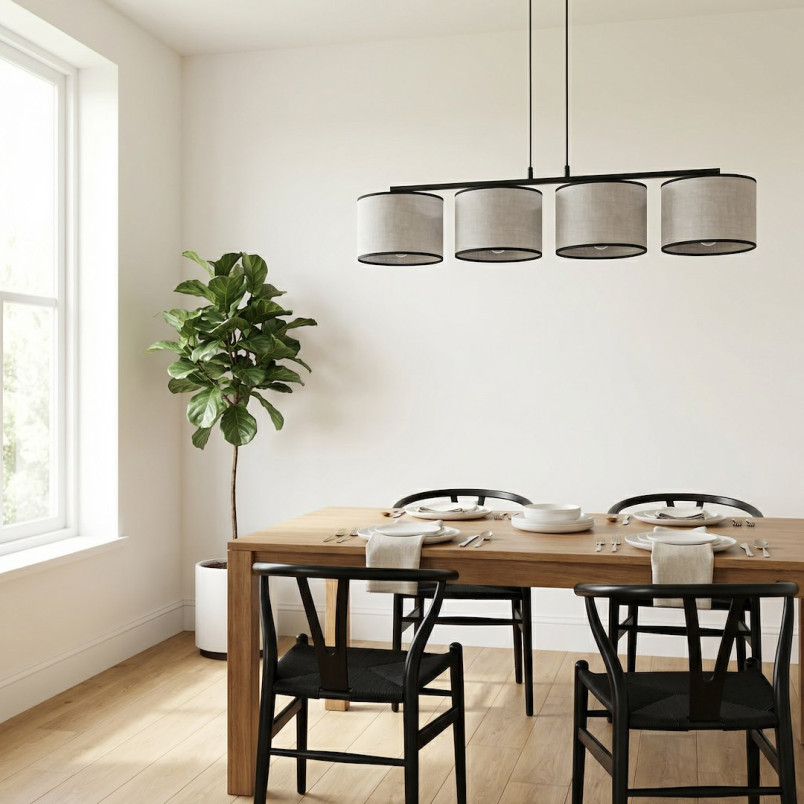 Lampa wisząca Emibig | 4 szare klosze, 96cm | Sklep mebli