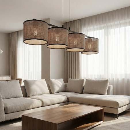 Lampa wisząca Emibig | 4 szare klosze, 96cm | Sklep mebli