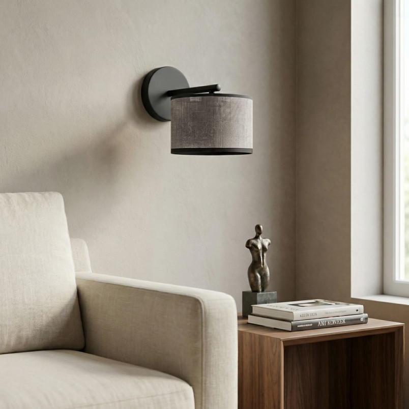 Kinkiet Emibig Eco: Szary abażur, minimalistyczny design