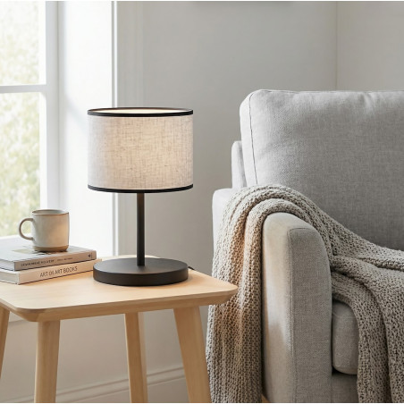 Lampa stołowa Emibig Eco | Szary abażur, styl uniwersalny