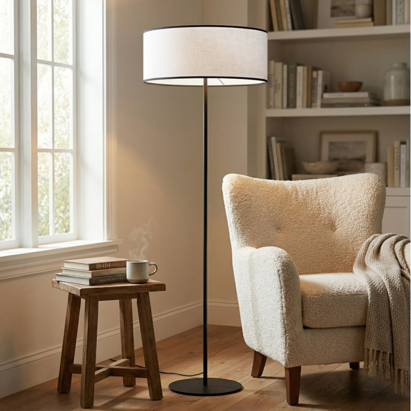 Lampa podłogowa Emibig Eco | Szary klosz, 143cm