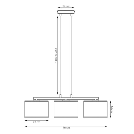 Lampa wisząca Emibig | 3 klosze, brąz, 70cm | Sklep z meblami