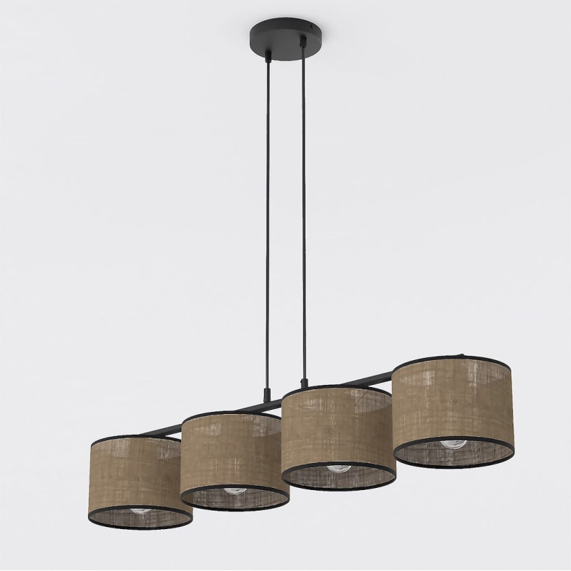 Lampa wisząca Emibig: 4 brązowe klosze, 96cm - Sklep z meblami