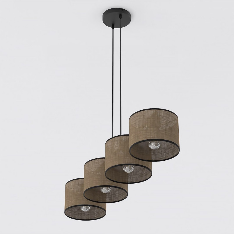 Lampa wisząca Emibig: 4 brązowe klosze, 96cm - Sklep z meblami