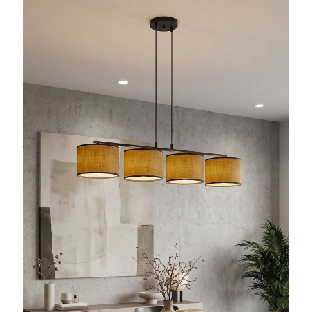 Lampa wisząca Emibig: 4 brązowe klosze, 96cm - Sklep z meblami
