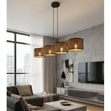 Lampa wisząca Emibig: 4 brązowe klosze, 96cm - Sklep z meblami