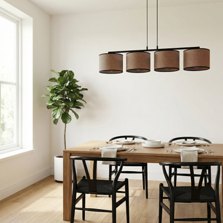 Lampa wisząca Emibig: 4 brązowe klosze, 96cm - Sklep z meblami