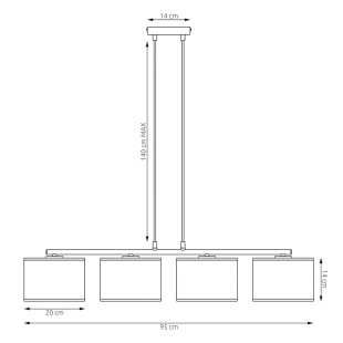 Lampa wisząca Emibig: 4 brązowe klosze, 96cm - Sklep z meblami
