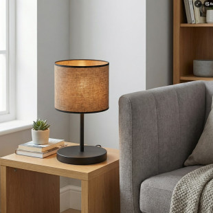 Lampa stołowa Emibig Eco | Brązowy abażur, styl rustykalny