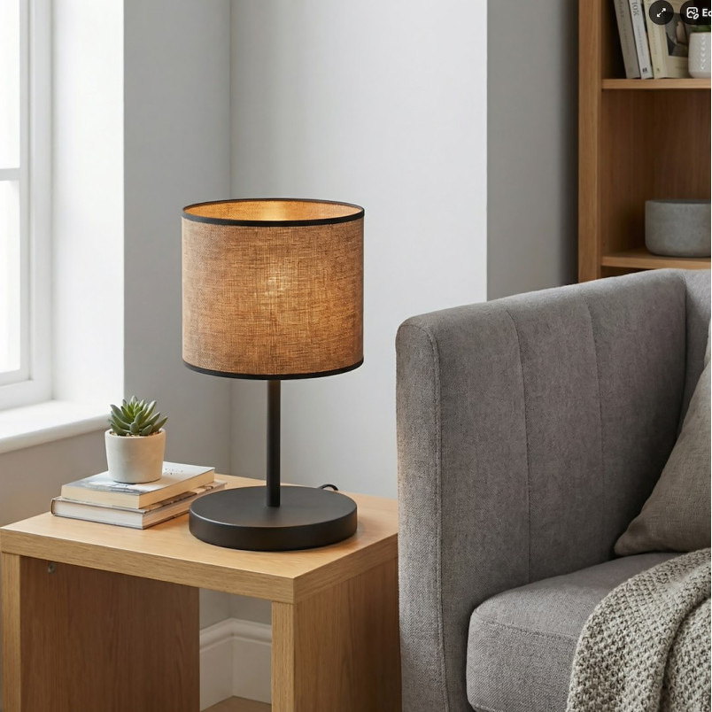 Lampa stołowa Emibig Eco | Brązowy abażur, styl rustykalny