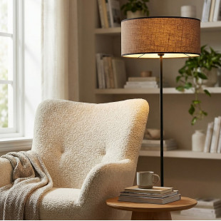 Lampa podłogowa Emibig Eco | Brązowy klosz, 143cm
