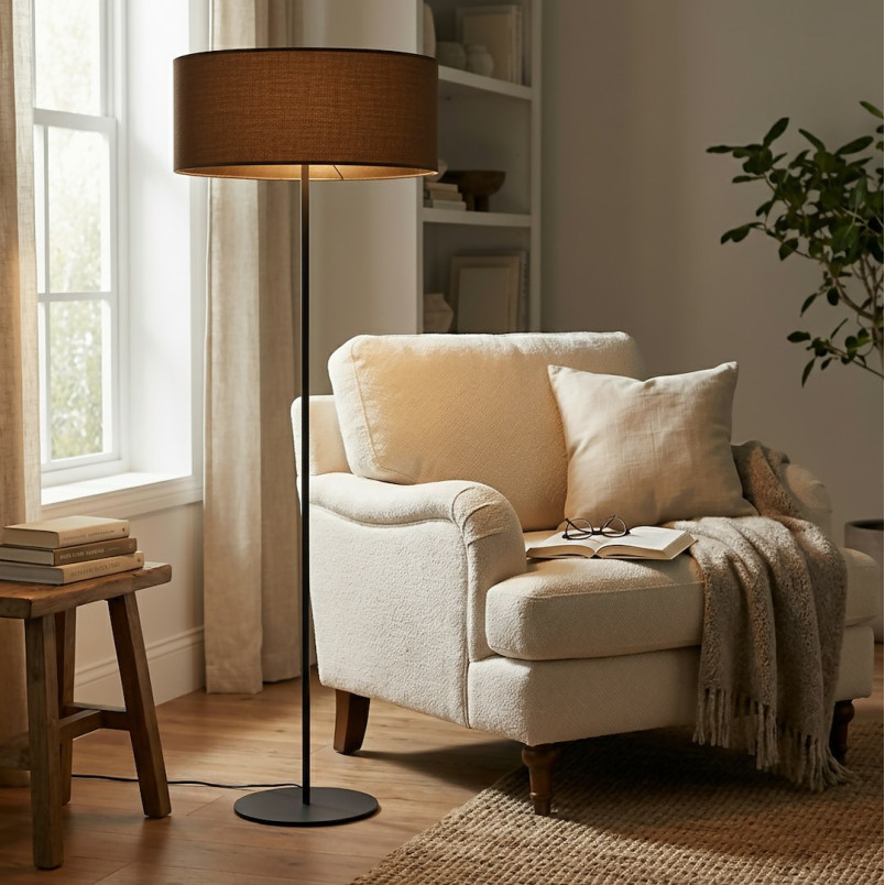 Lampa podłogowa Emibig Eco | Brązowy klosz, 143cm