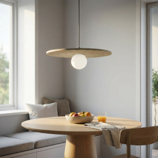 Lampa wisząca Calma Emibig: filcowa kula, beż, 40cm