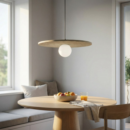 Lampa wisząca Calma Emibig: filcowa kula, beż, 40cm