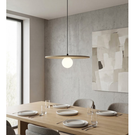 Lampa wisząca Calma Emibig: filcowa kula, beż, 40cm