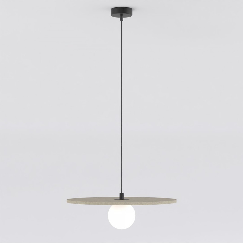 Lampa wisząca Calma Emibig: filcowa kula, beż, 40cm