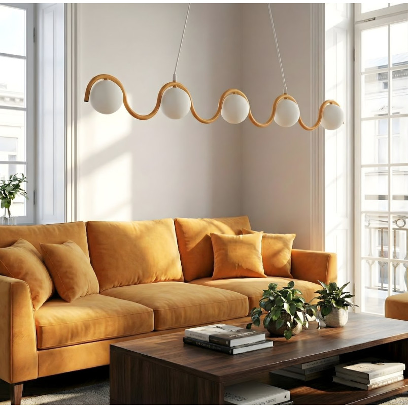 Lampa wisząca Sinus | 5 szklanych kul, 110cm | Emibig