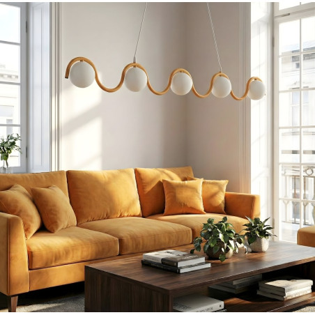 Lampa wisząca Sinus | 5 szklanych kul, 110cm | Emibig