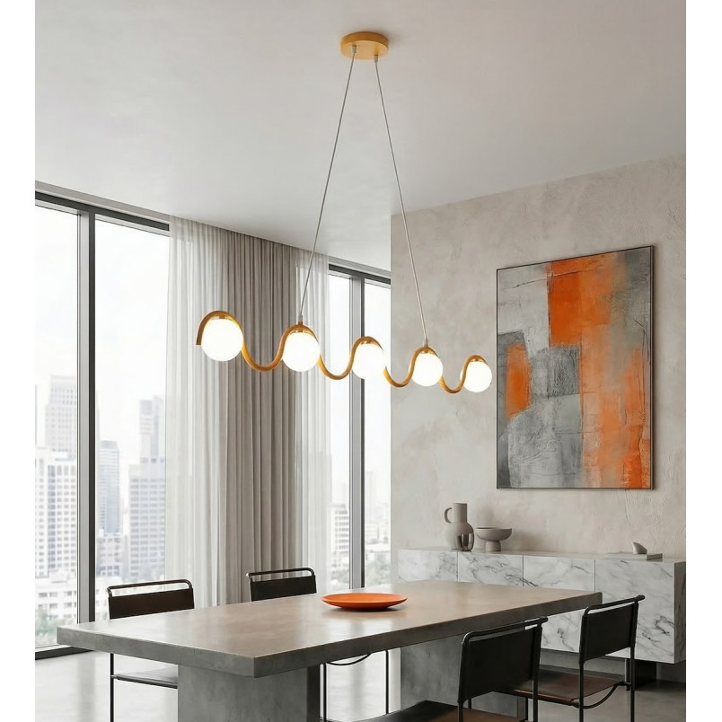 Lampa wisząca Sinus | 5 szklanych kul, 110cm | Emibig