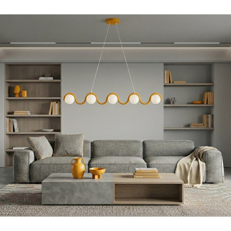 Lampa wisząca Sinus | 5 szklanych kul, 110cm | Emibig