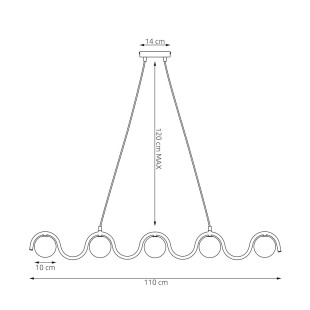 Lampa wisząca Sinus | 5 szklanych kul, 110cm | Emibig