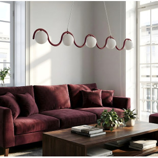 Lampa wisząca Sinus - 5 szklanych kul, 110cm | Emibig