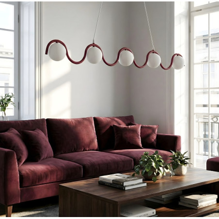 Lampa wisząca Sinus - 5 szklanych kul, 110cm | Emibig
