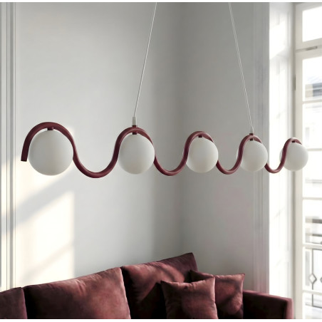 Lampa wisząca Sinus - 5 szklanych kul, 110cm | Emibig