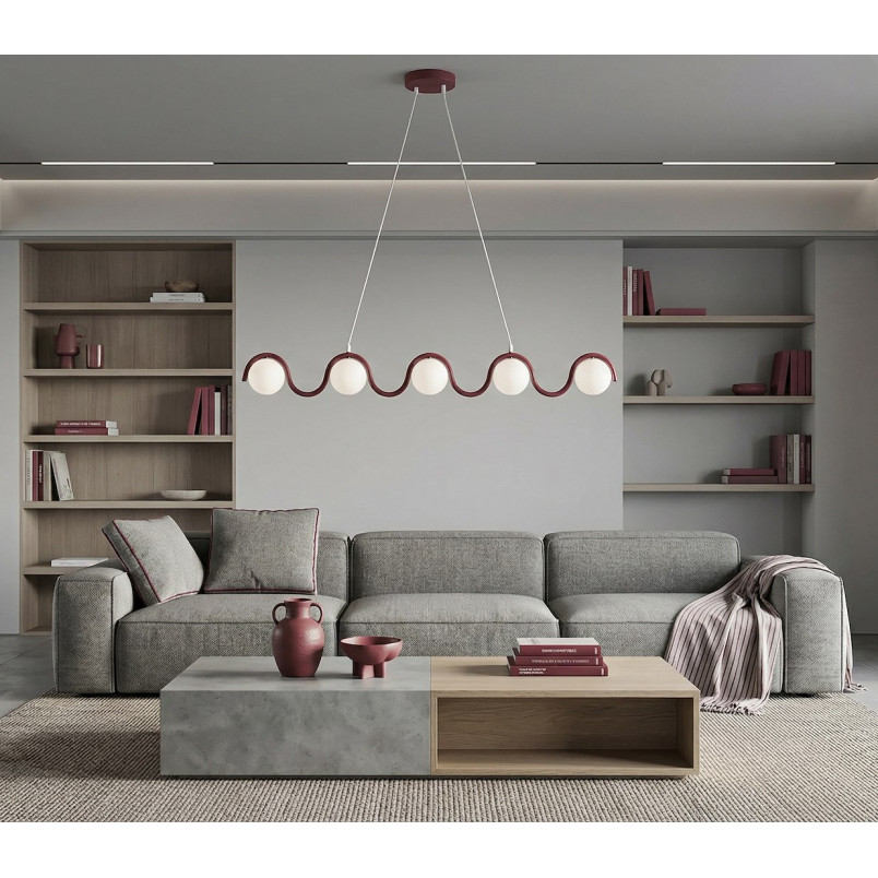 Lampa wisząca Sinus - 5 szklanych kul, 110cm | Emibig