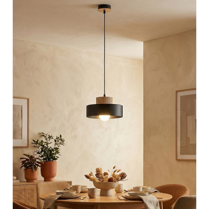 Lampa wisząca Kivi Emibig | Skandynawski design, metal i drewno
