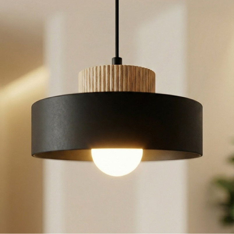 Lampa wisząca Kivi Emibig | Skandynawski design, metal i drewno