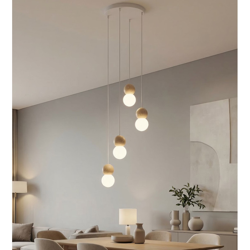 Lampa wisząca Loop Emibig | 4 kule szklane, skandynawski design