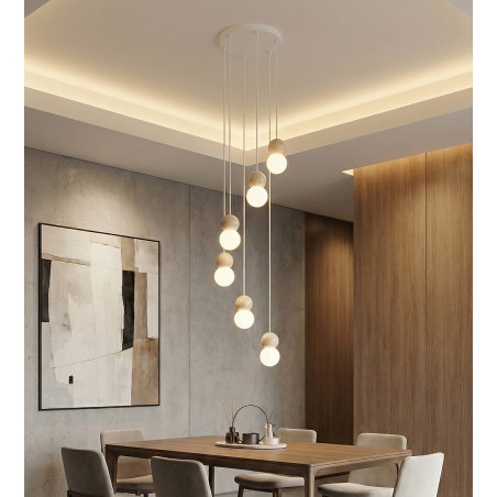 Lampa wisząca Loop Emibig | 6 szklanych kul | Skandynawski design
