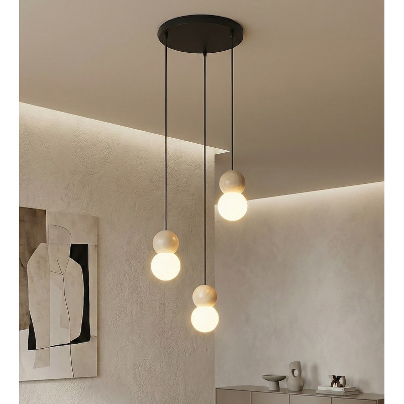 Lampa wisząca Loop Emibig | 3 kule szklane | Skandynawski design