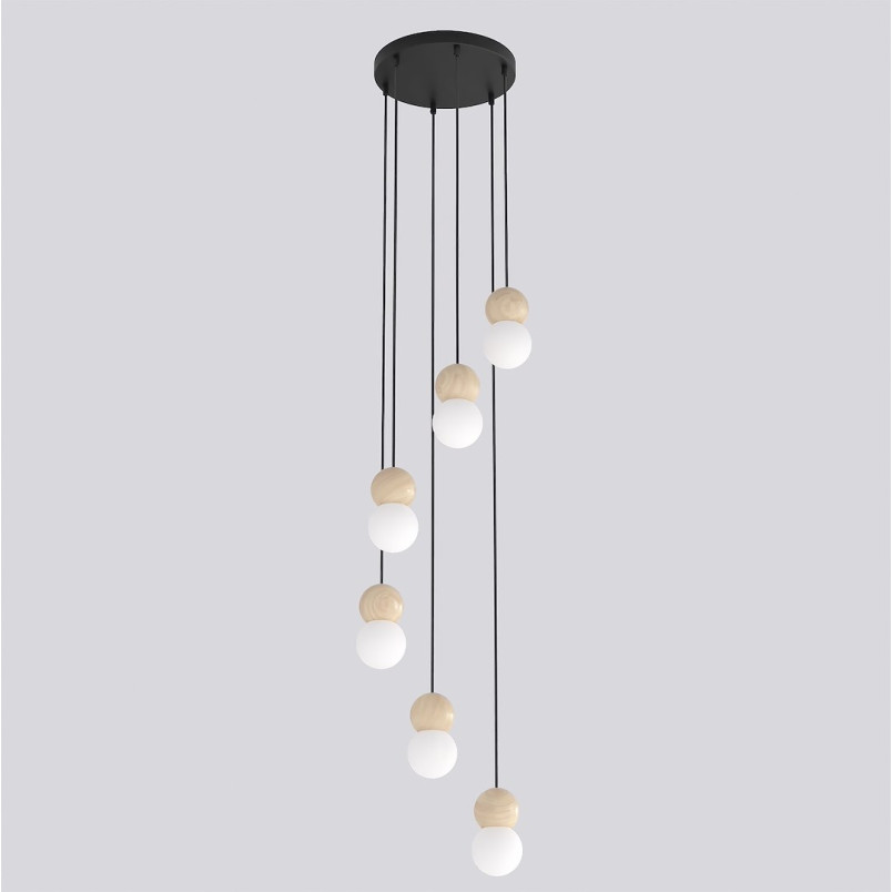 Lampa wisząca Loop Emibig | 6 szklanych kul, skandynawski design