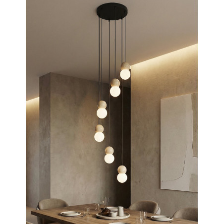 Lampa wisząca Loop Emibig | 6 szklanych kul, skandynawski design