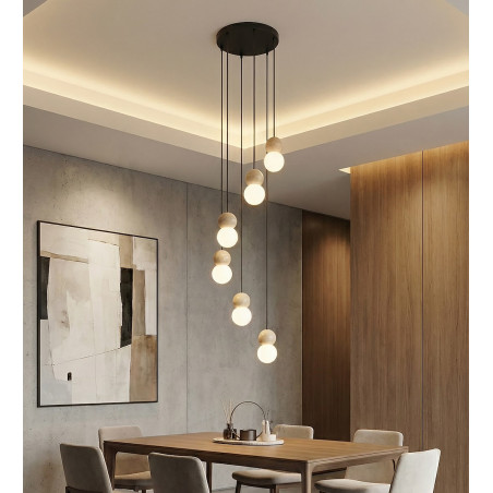 Lampa wisząca Loop Emibig | 6 szklanych kul, skandynawski design