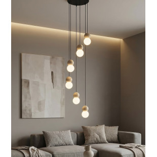 Lampa wisząca Loop Emibig | 6 szklanych kul, skandynawski design