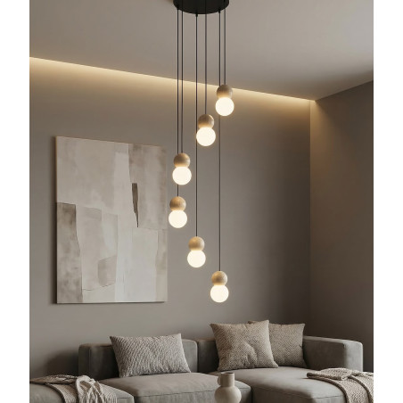 Lampa wisząca Loop Emibig | 6 szklanych kul, skandynawski design